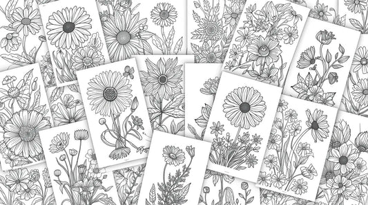 Digital Printable Flower Coloring Book (47 Pages) Kauppani